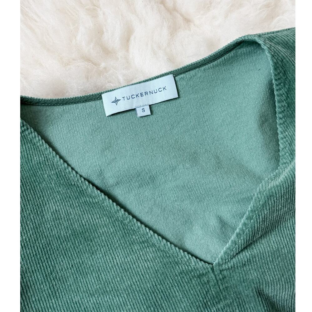 Tuckernuck Sea Sage Green Corduroy Babydoll Top (S) - Picture 9 of 10